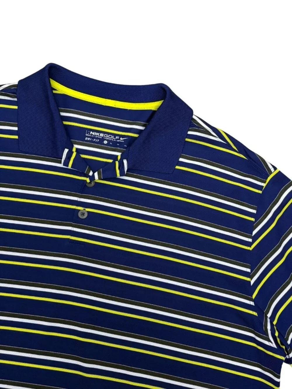 NIKE GOLF Polo Shirt Vintage Y2K Dri-Fit Striped Business Casual Tee Mens XL